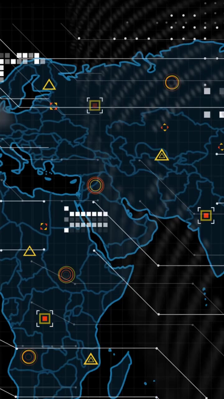 Animation of data processing over black background