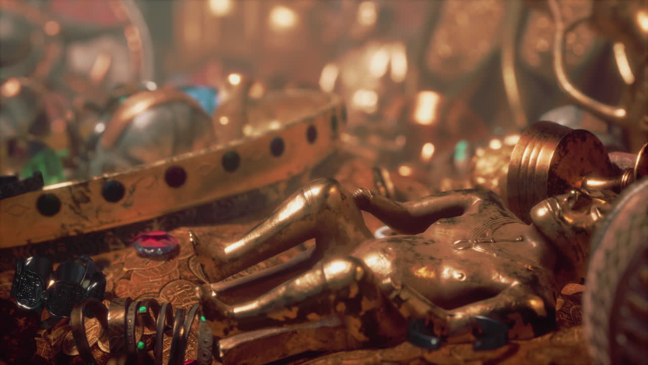 어두운 동굴에 있는 보물 상자