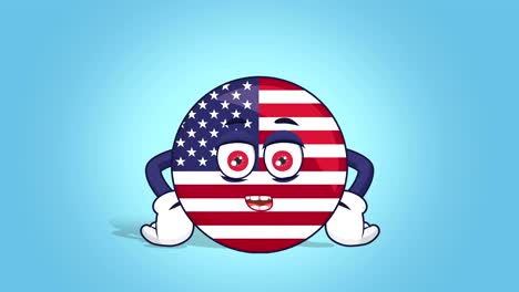 cartoon usa icon flag united states america speaker speak with face animation