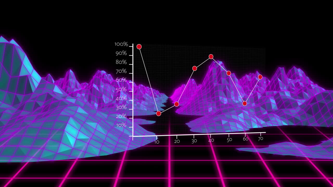 디지털 산 위의 데이터 처리의 애니메이션
