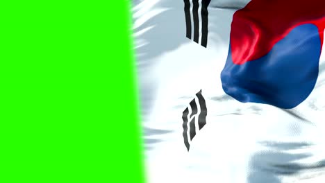south korea flag waving texture fabric background, crisis of north and south korea, korean risk war concept with chroma key green