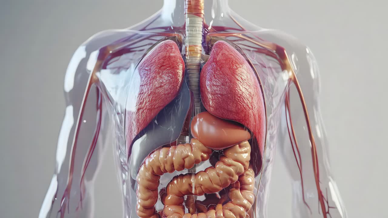 3D Transparent Human Anatomy Model of Internal Organs