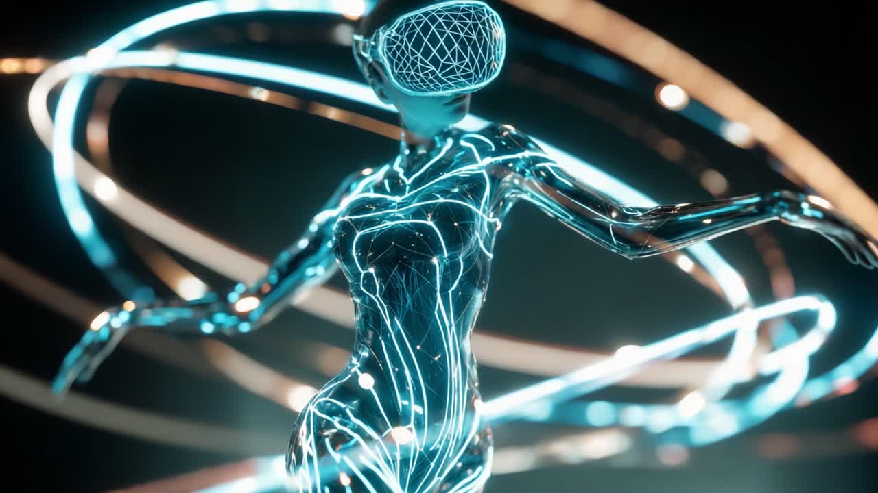 Futuristic Cyborg in Virtual Reality