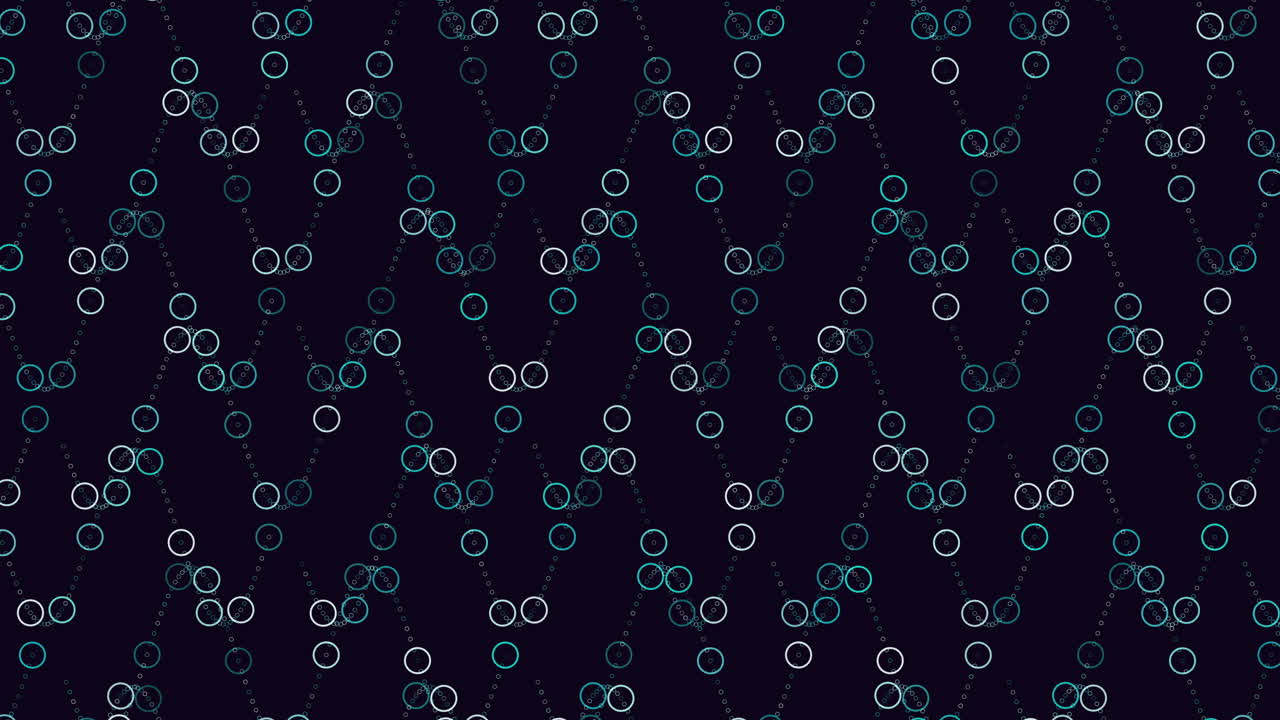 Interconnected blue and white circle pattern on dark background
