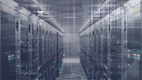 animation of data processing over server room