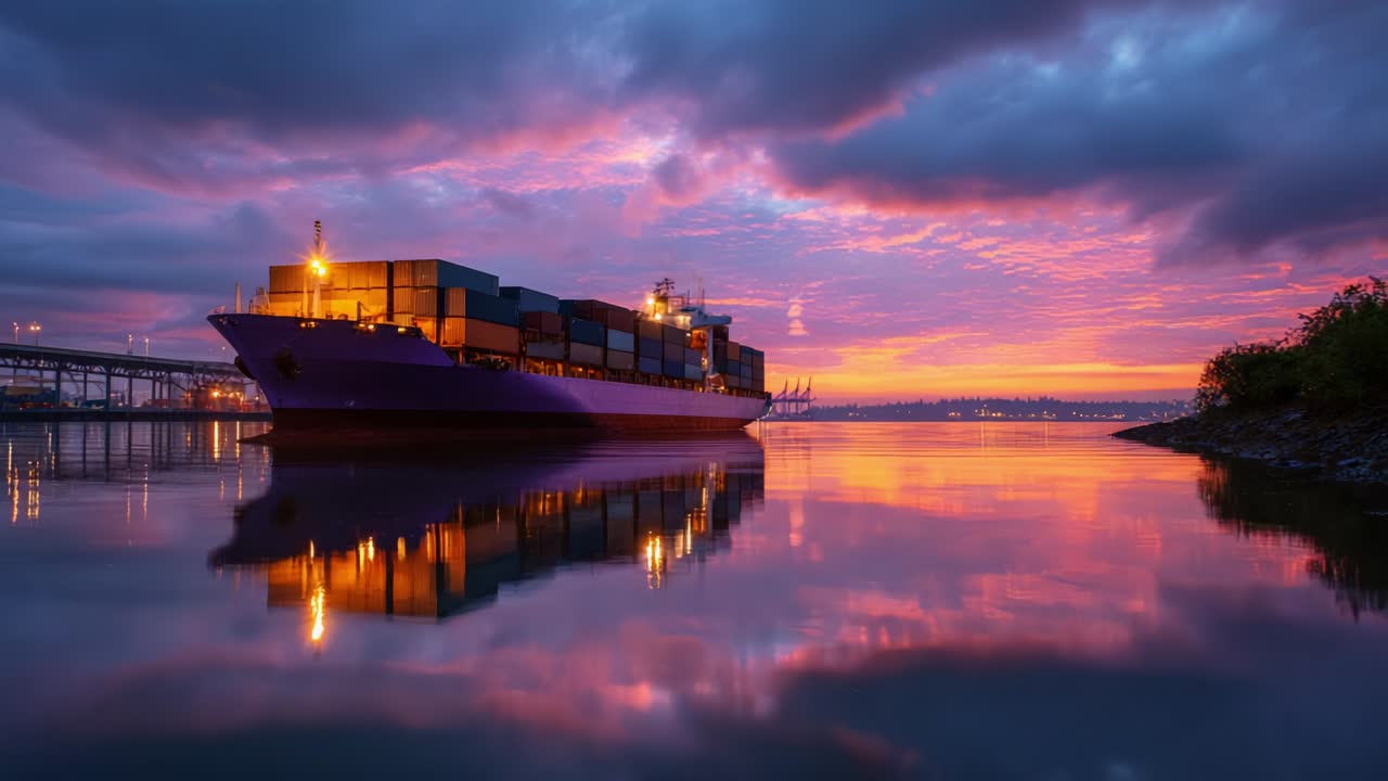 Container Ship at Sunset