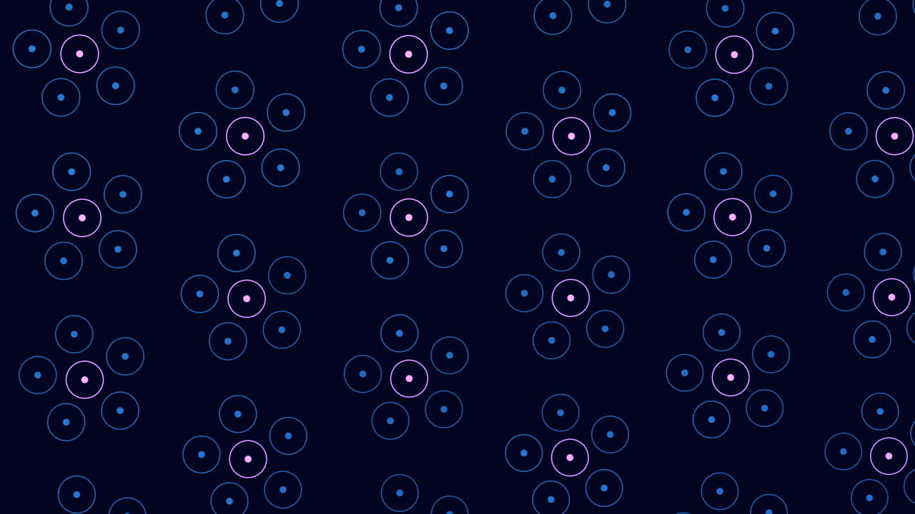 Circular pattern of blue outlined circles on black background