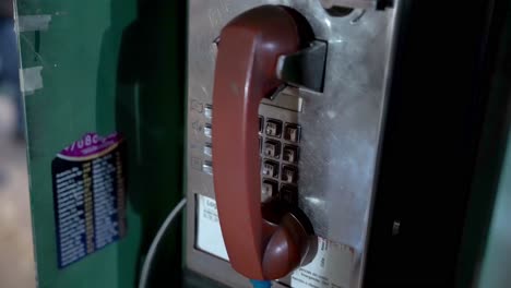 close up of a vintage telephone booth