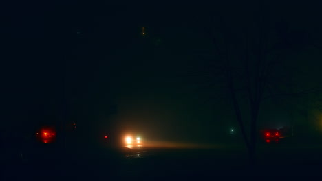 foggy night road scene