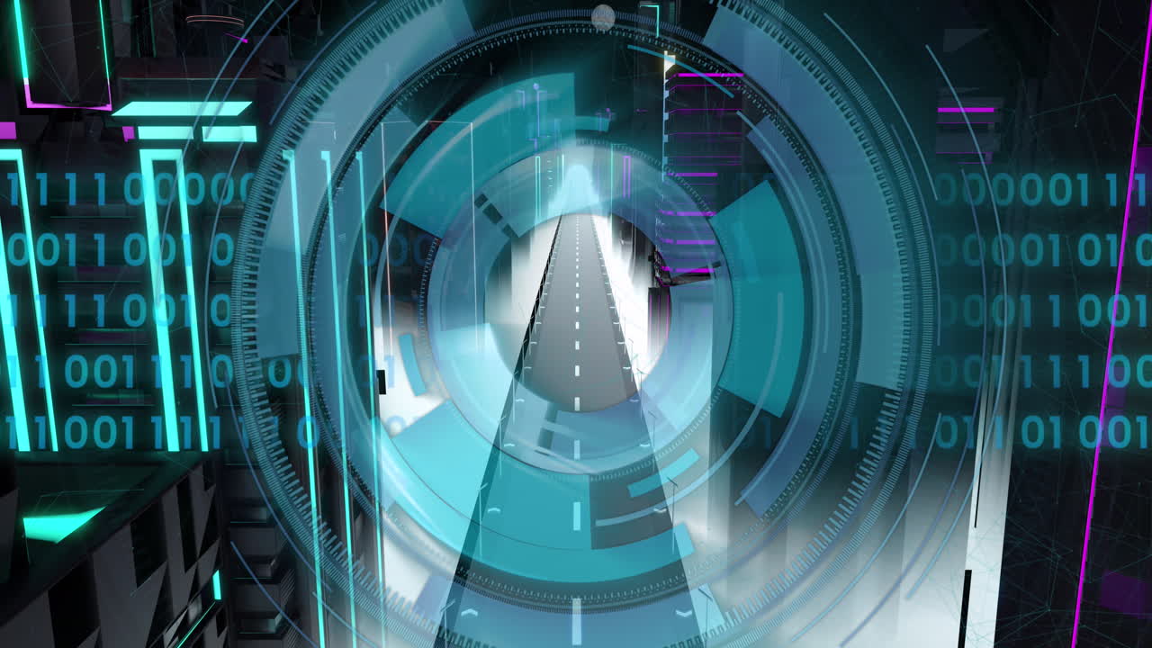 animación de la interfaz digital con codificación binaria sobre el metaverso