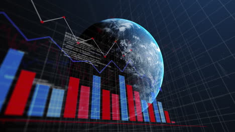 animation of financial data processing over globe