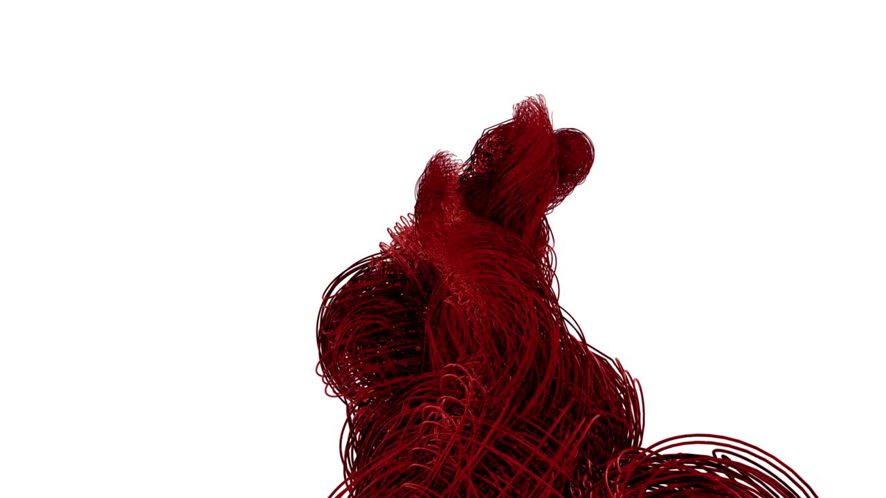 Hilos espirales 4K ascendiendo - Cable de color - Cables espirales trenzados - Fibra óptica - Cables de fibra óptica Red de líneas en crecimiento Fondo tecnológico - Cables mixtos de colores y sistema de datos progresivo - Red neuronal - Color rojo