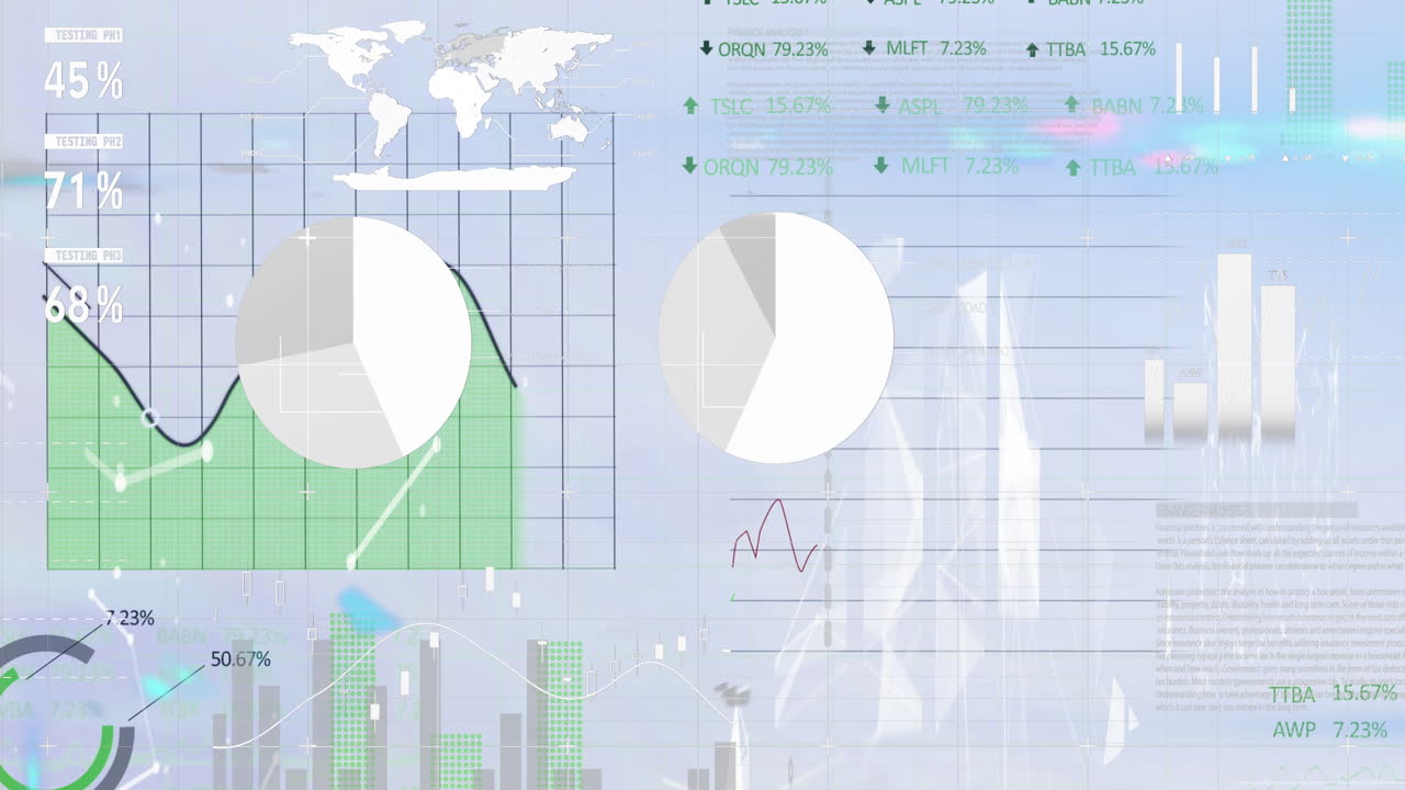 Animation of data processing on blue background