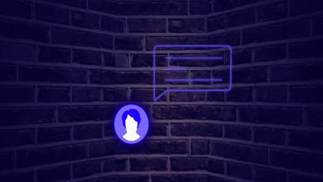 animación del icono de los medios en el fondo de ladrillo