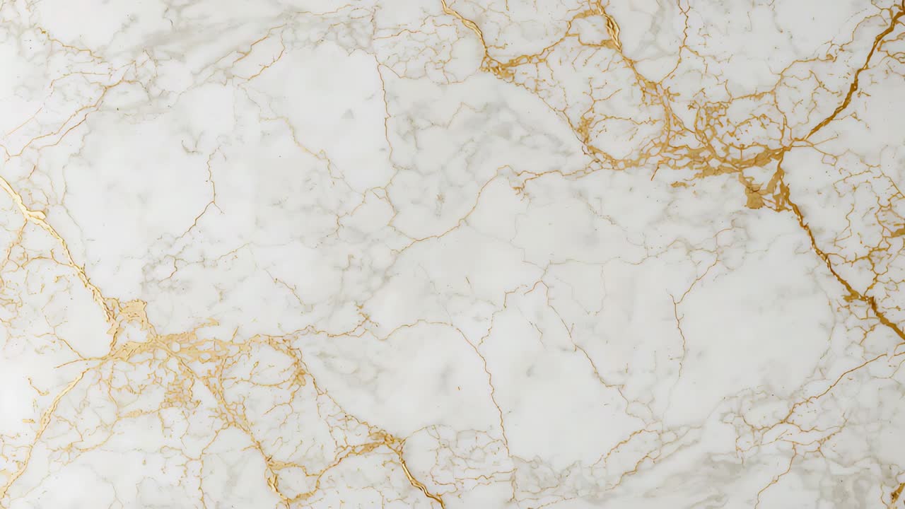 Cámara panorámica capturando una losa de mármol blanco mientras muestra las vetas doradas a lo largo del panel del showroom