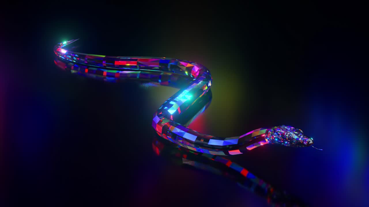Glowing Polygon Snake on Dark Background