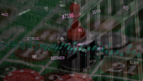 animación del procesamiento de datos sobre fichas en el casino