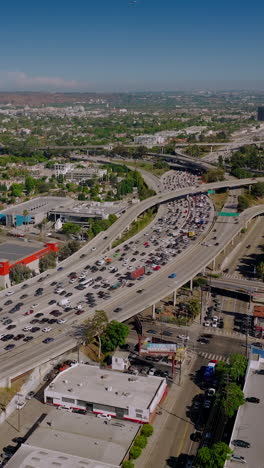 aerial view of los-angeles city. urban shot from above of american city. vertical video