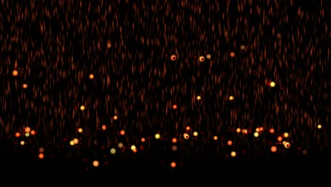 fire shower. rain of objects that fall and bounce off the ground. animation of an abstract phenomenon.