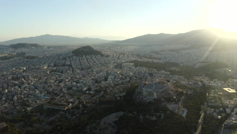 sidewards moving drone aerial shot showing the city of athens, greece