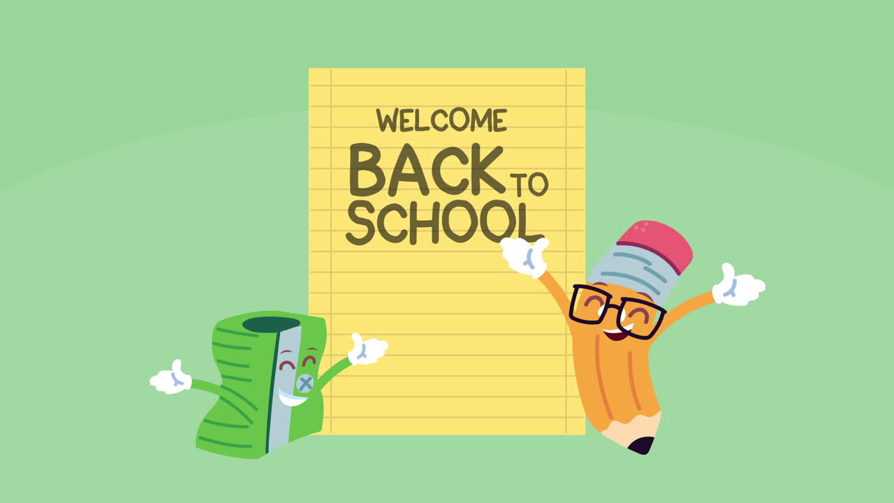 학교로 돌아가기 만화 연필과 날카로운