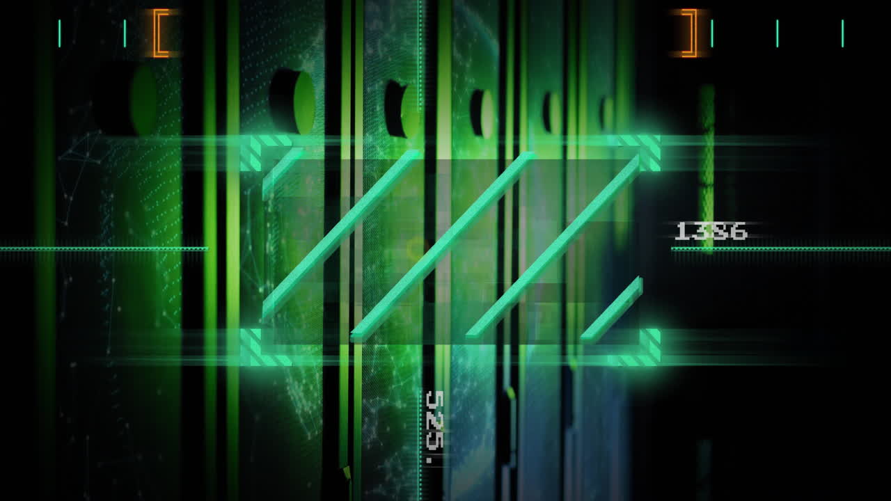 컴퓨터 서버를 통해 디지털 데이터 처리의 애니메이션