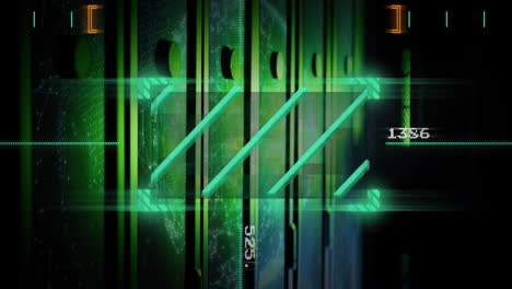 animación del procesamiento de datos digitales a través de servidores informáticos