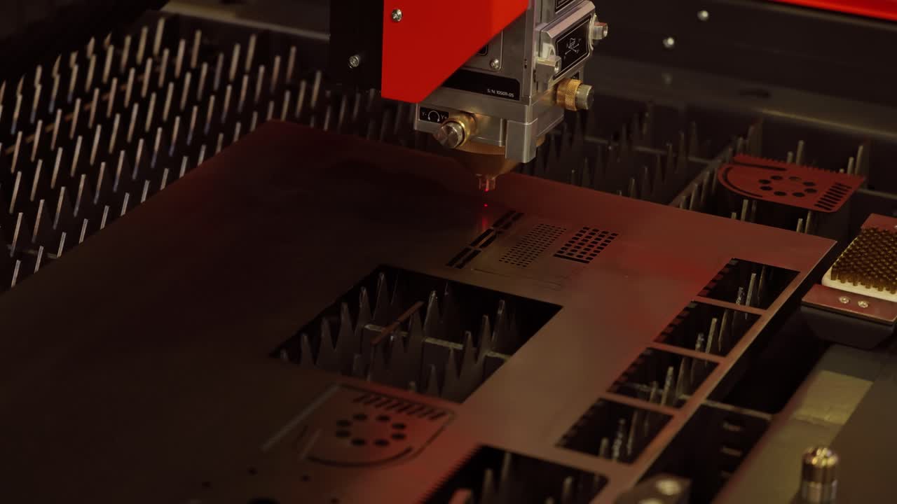 CNC Laser cutting of metal, modern industrial technology.