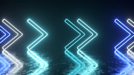 neon arrows glowing in blue and white