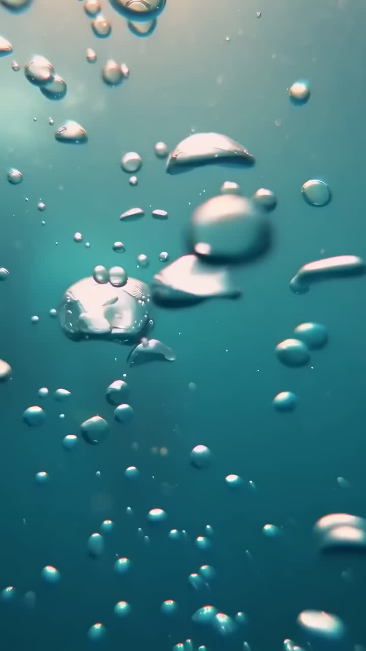 Video Subacqueo Ripreso con un'Angolazione Ravvicinata, Che Cattura Bolle Che Salgono in Acqua Blu Chiara