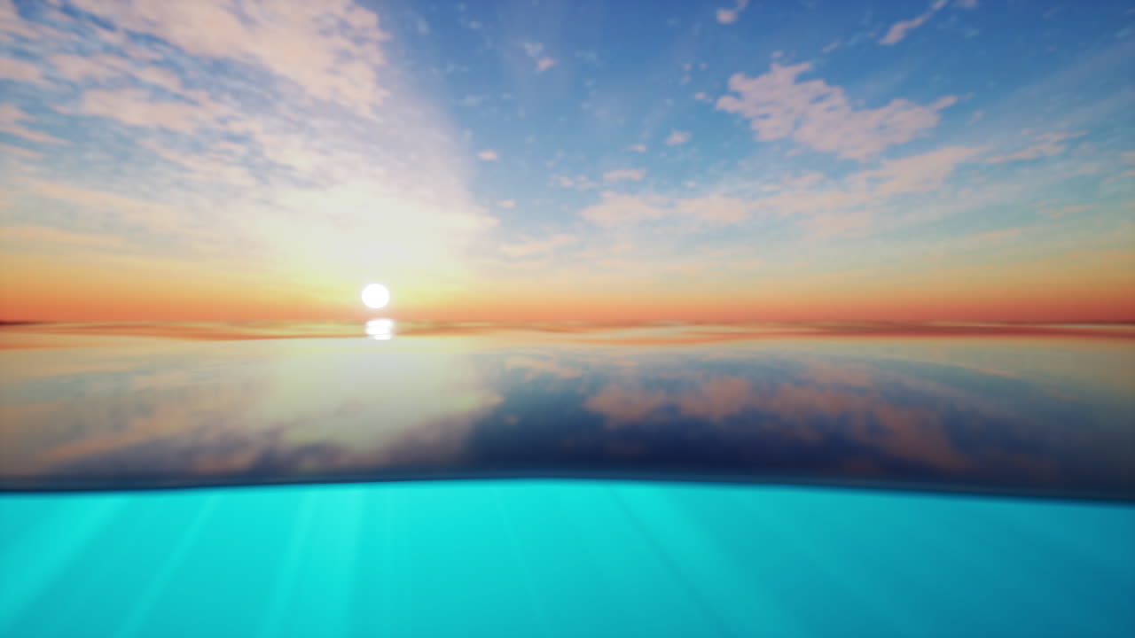 바다 위에 해가 지는 것