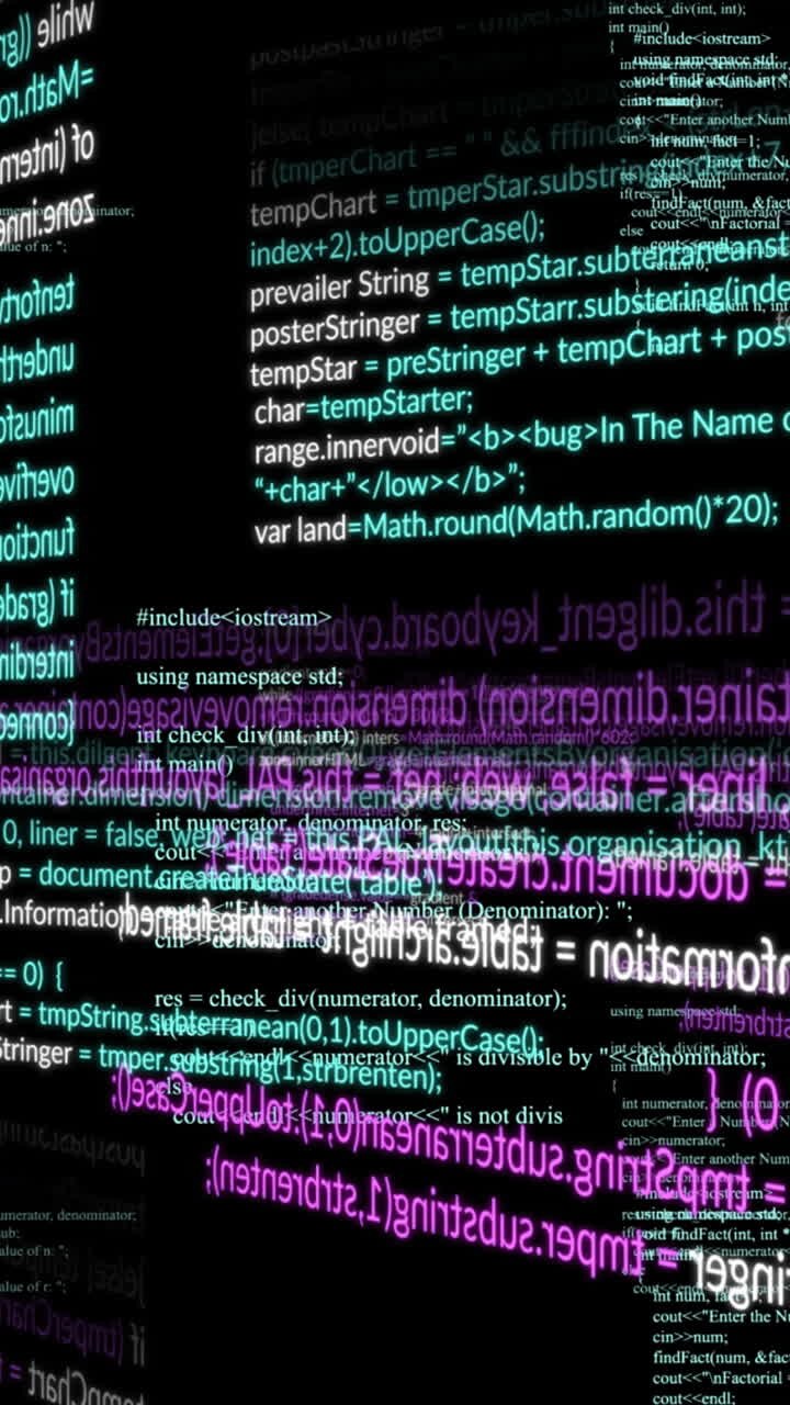 Animation of data processing on black background
