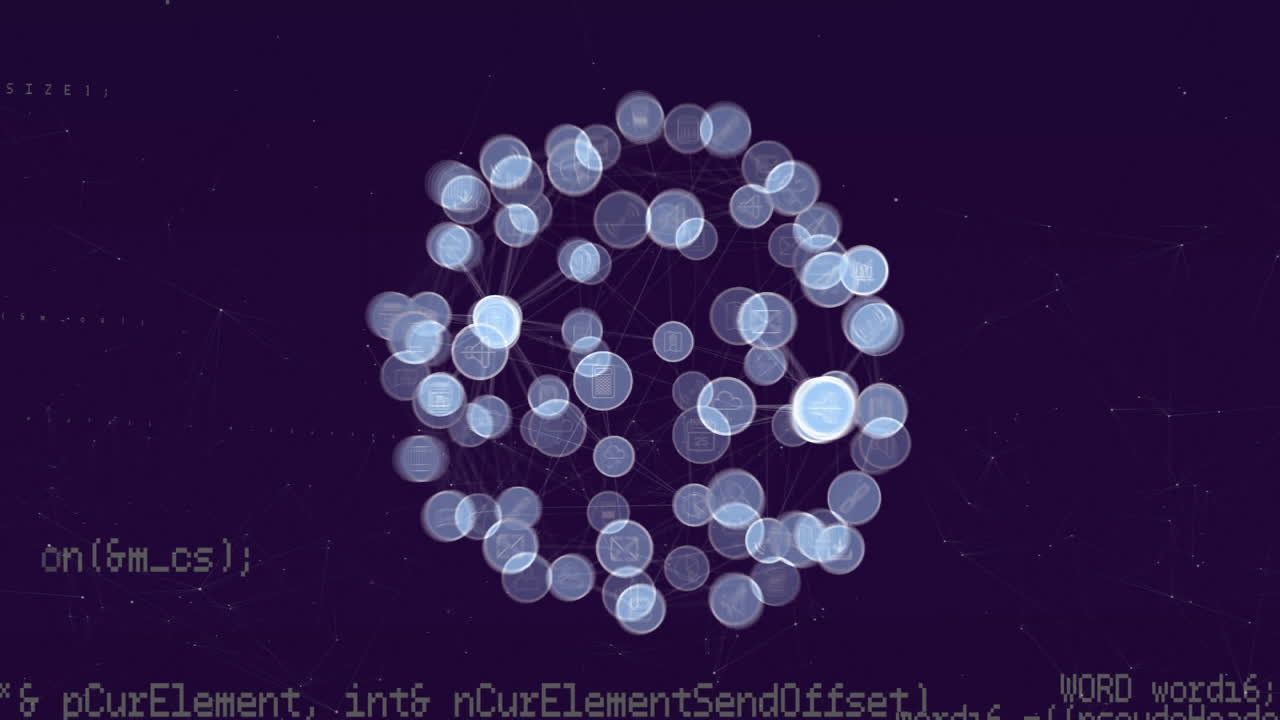 Animation of data processing over media icons