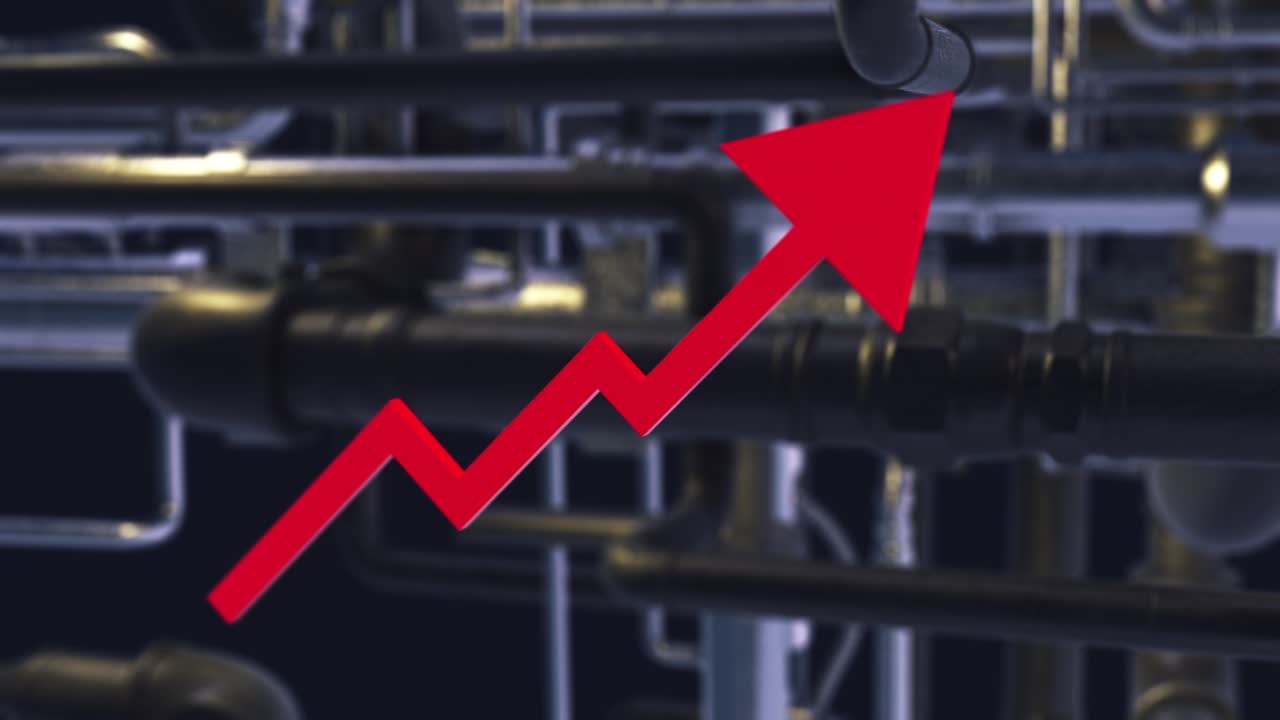 gráfico de flecha hacia arriba y tuberías