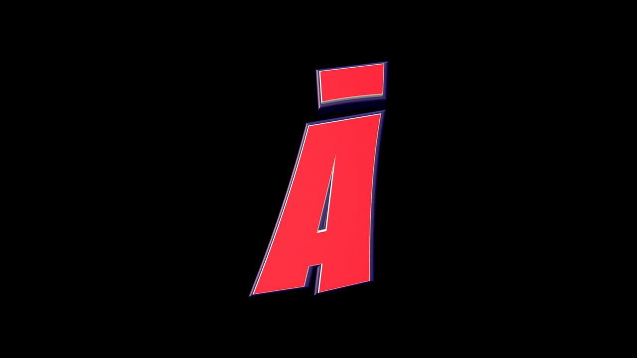 una letra cómica del alfabeto, con alfa mate, bucle