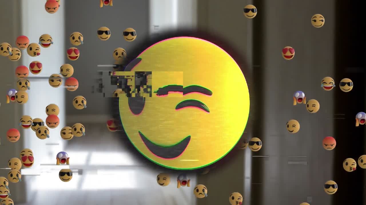 animación de interferencia sobre los iconos emoji sobre el interior