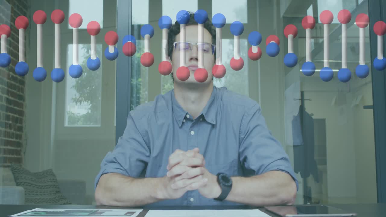 사무실에 있는 사업가에 대한 dna  ⁇ 의 애니메이션