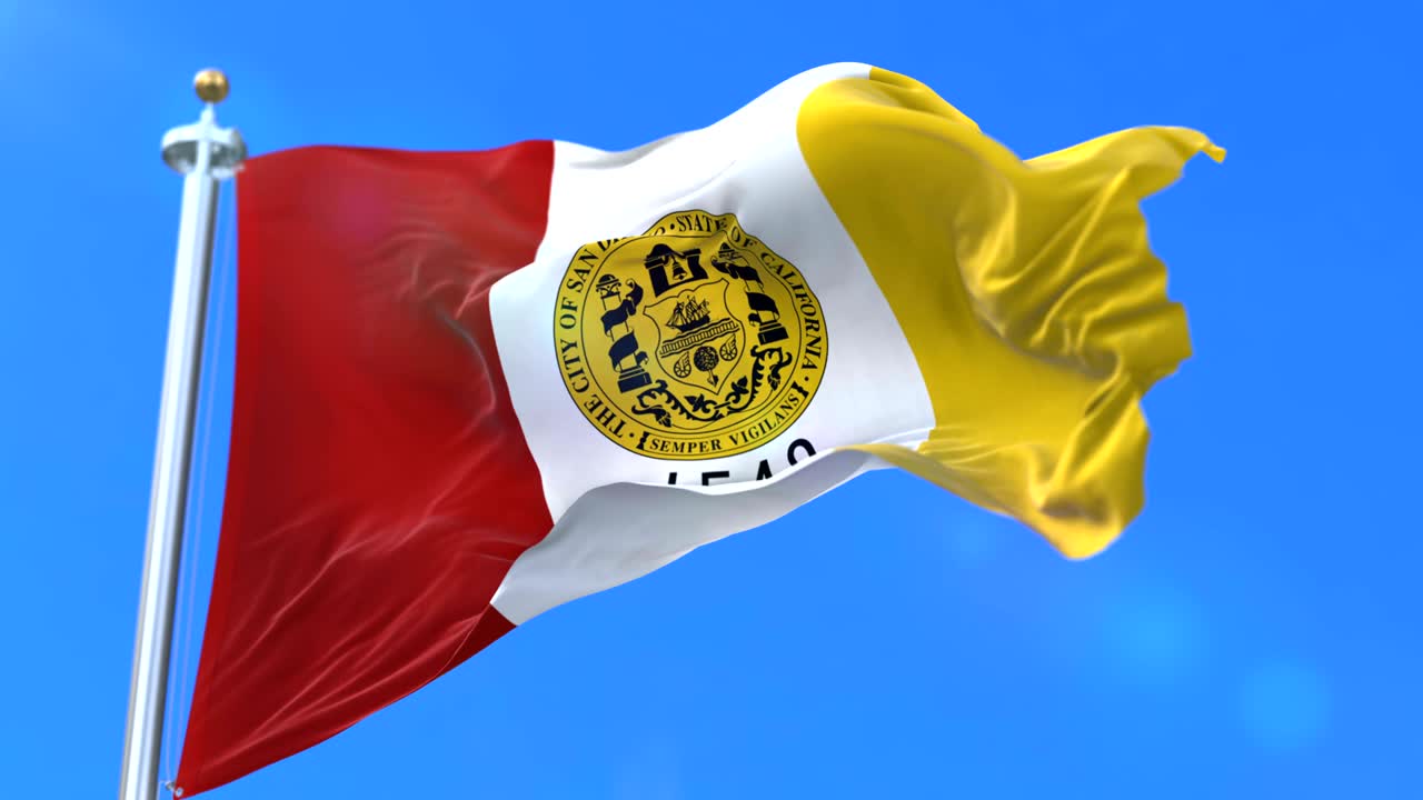 bandera de la ciudad de san diego, ciudad de los estados unidos de américa - bucle