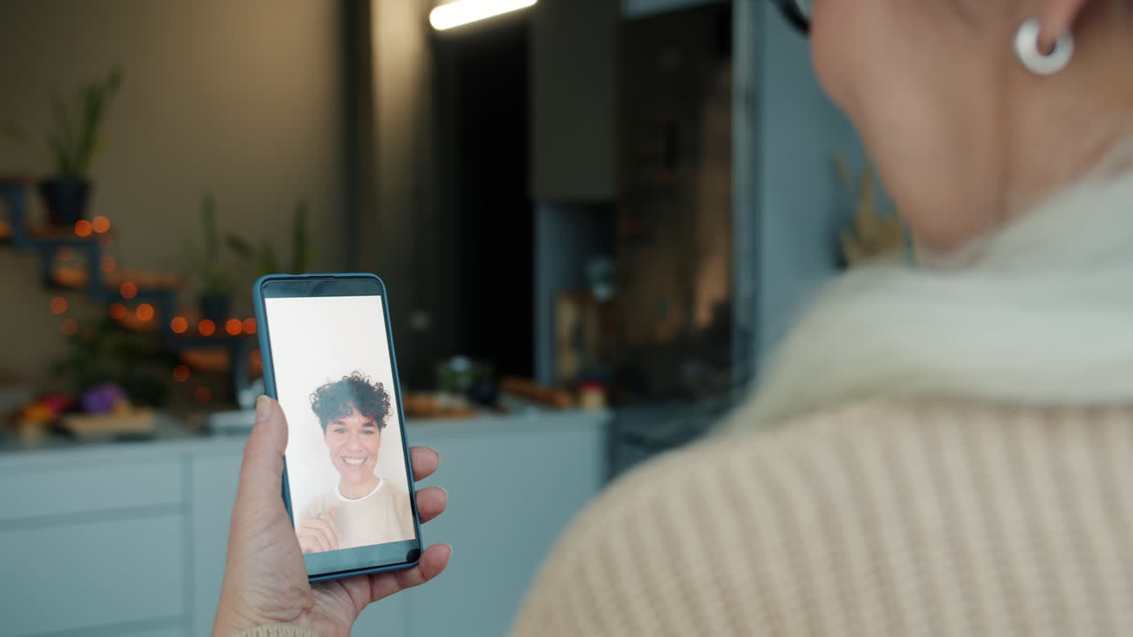 Video call with family in a kitchen
