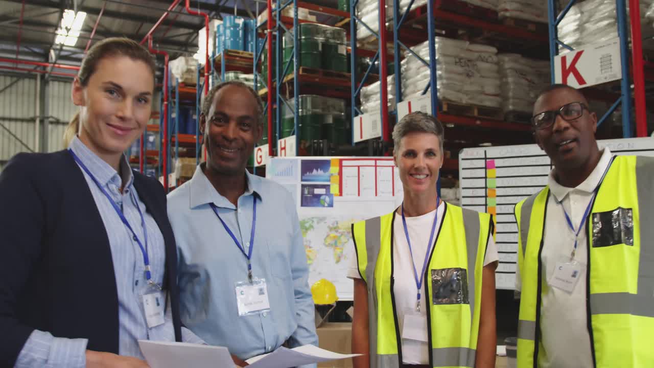 retrato del personal en un almacén 4k