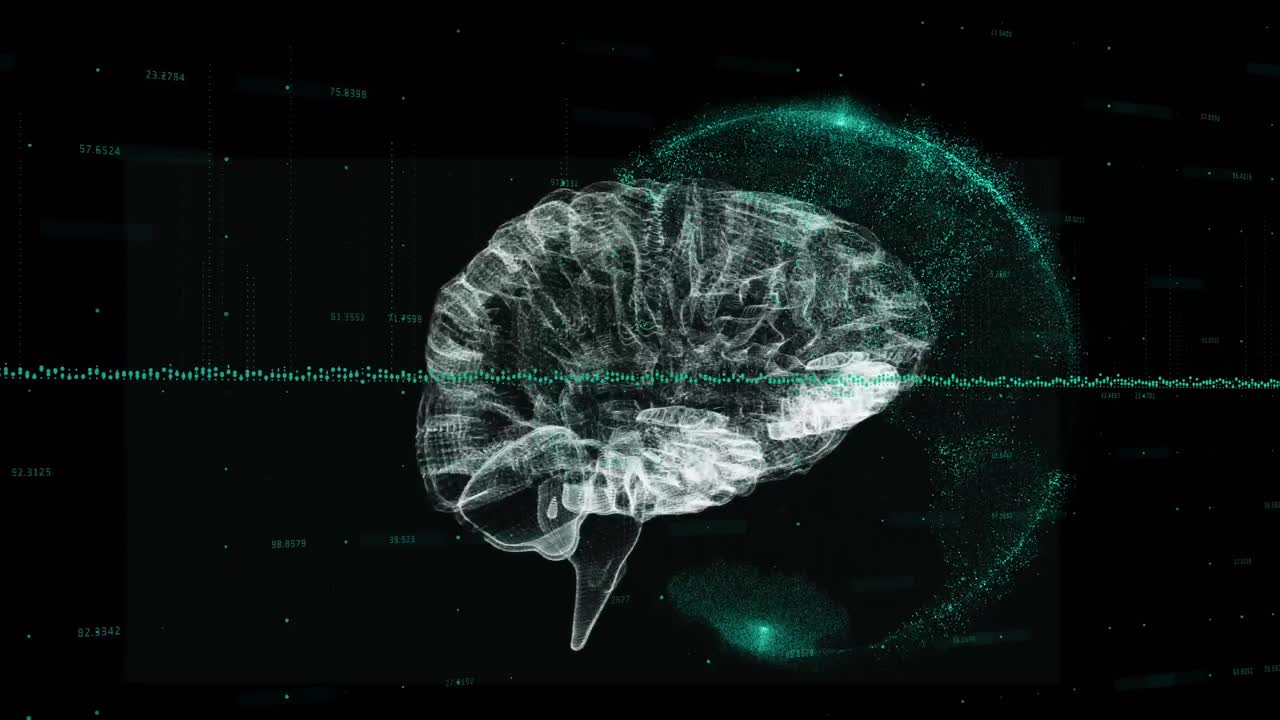 Digital brain against globe spinning