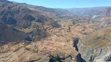 aerial shots of the chimpa fortress, located in the madrigal district of calle del colca, caylloma province, peru