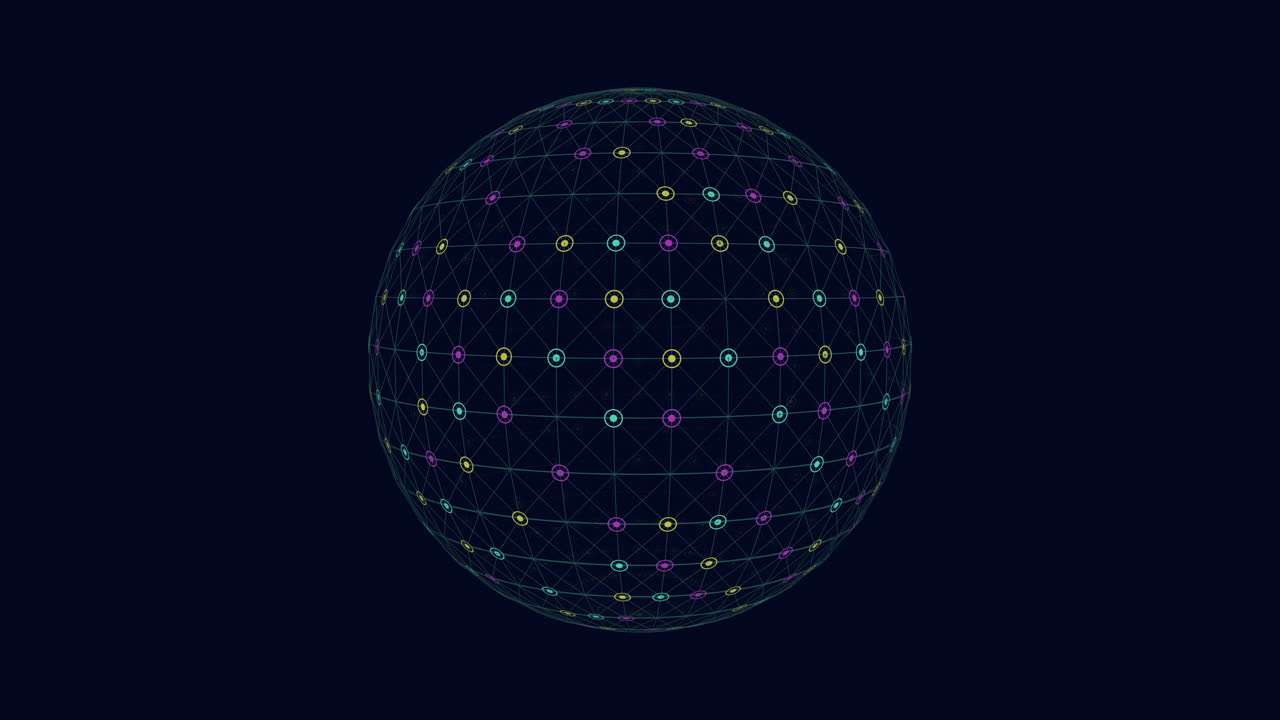 una esfera 3d meticulosamente elaborada compuesta de un intrincado patrón de cuadrícula de puntos