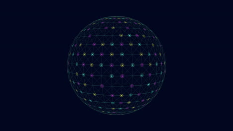 una esfera 3d meticulosamente elaborada compuesta de un intrincado patrón de cuadrícula de puntos