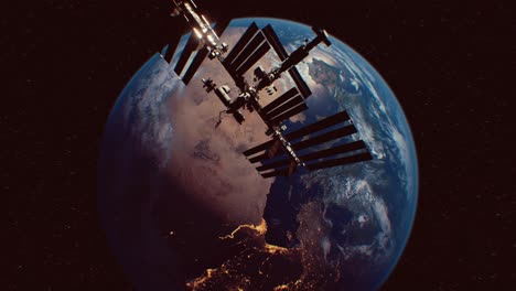 international space station in outer space over the planet earth orbit