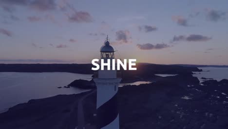 animación del texto de brillo sobre el faro