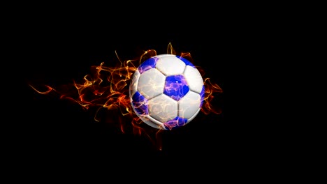 rotating soccer ball on a black background, video loop, with alpha channel