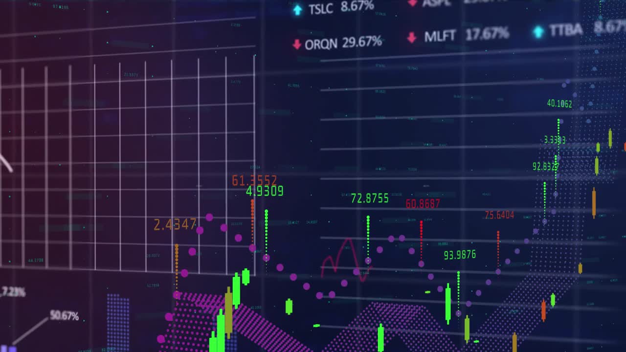 animación del procesamiento de datos sobre un fondo azul