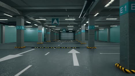 estacionamiento subterráneo sin automóviles. estacionamiento bajo tierra moderno. estacionamiento moderno interior completo. estacionamiento subaterráneo escena de garaje