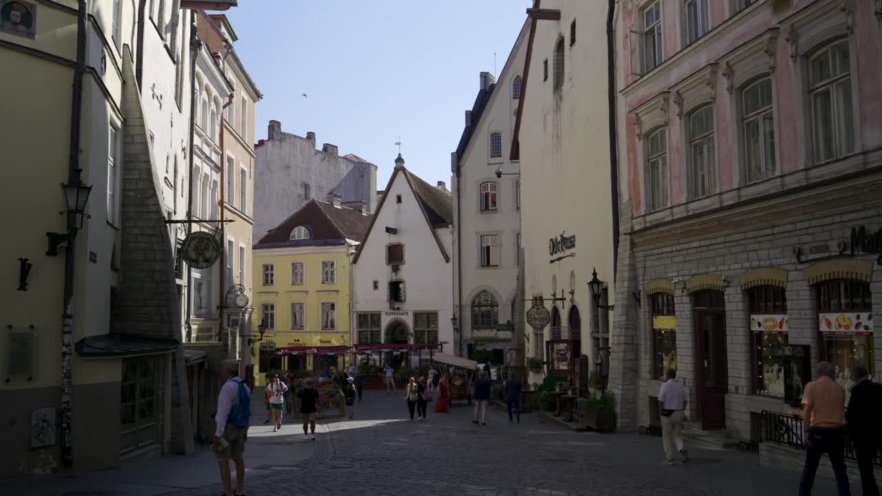 Beautiful medieval street in old town of Tallinn, Estonia